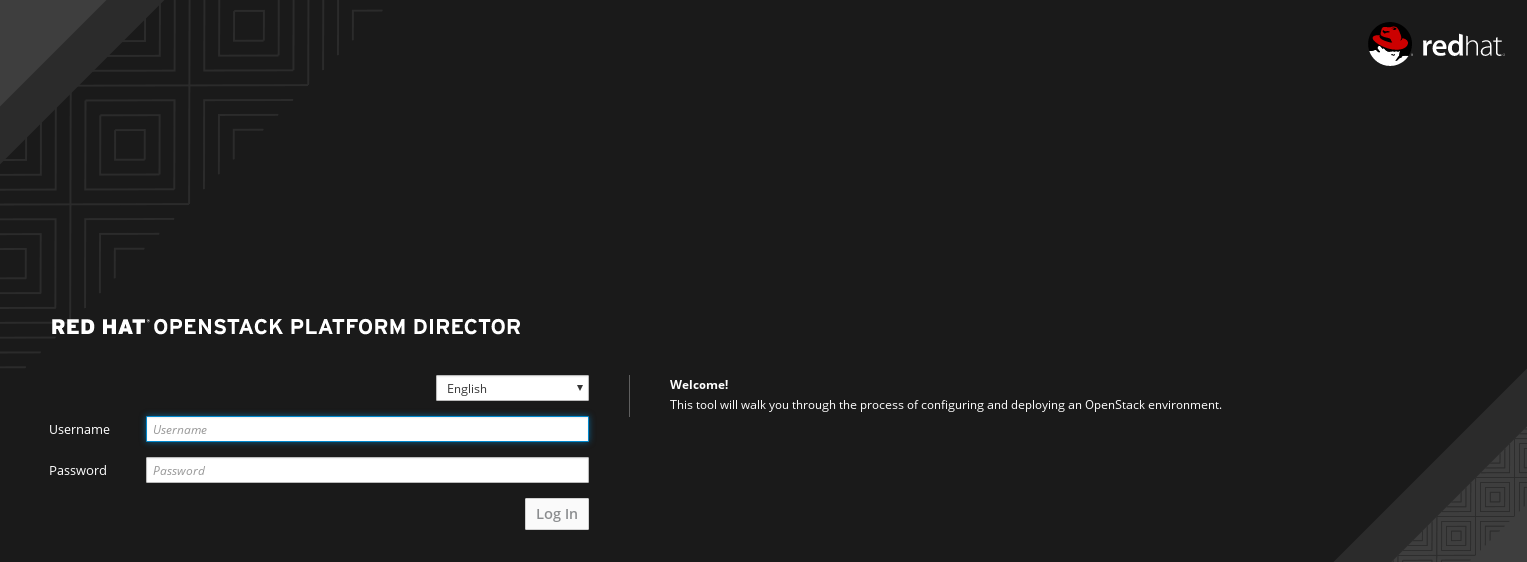 RH OSP Director Web UI Login Screen mod