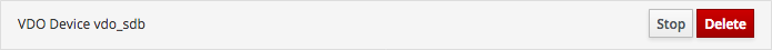 The VDO device header bar with the stop button shown