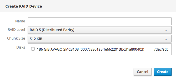 The Create RAID Device window
