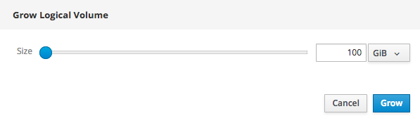 The Grow logical volume window