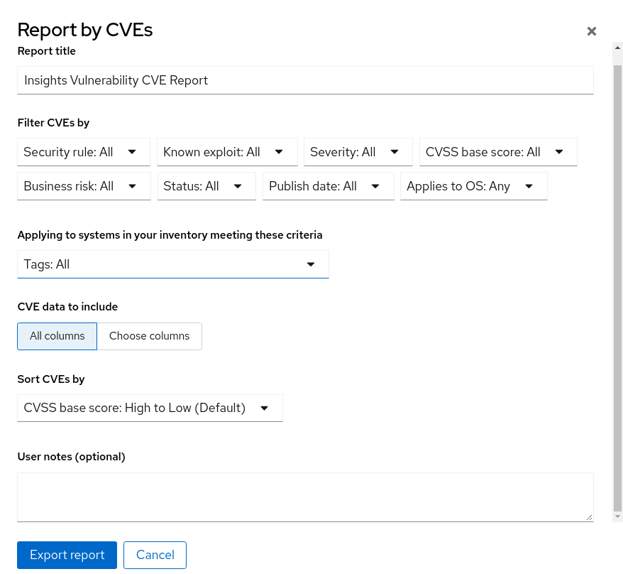 img vuln report by cves modal