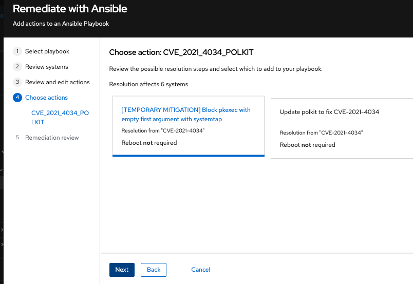 one of two tiles showing recommended and alternate remediation options