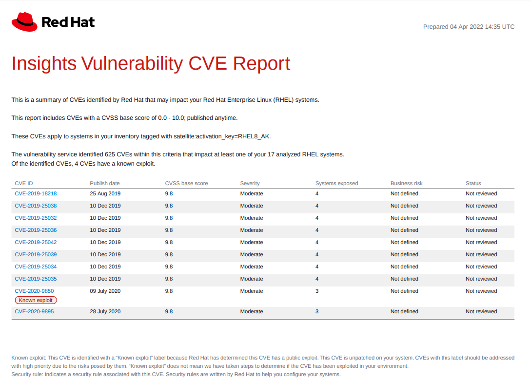 img vuln report by cves