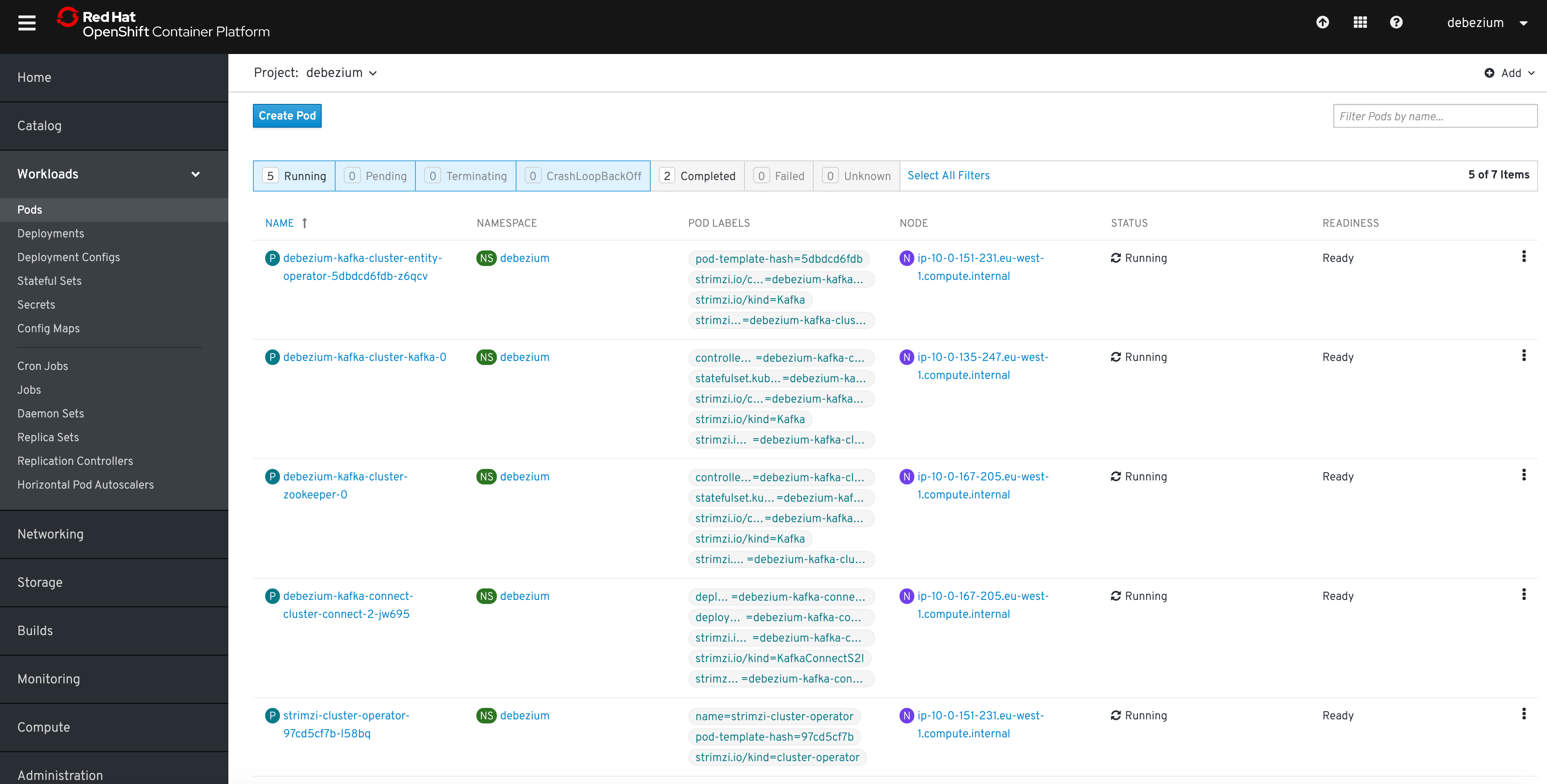 openshift amq pods