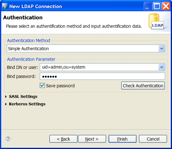 form for adding LDAP connection information