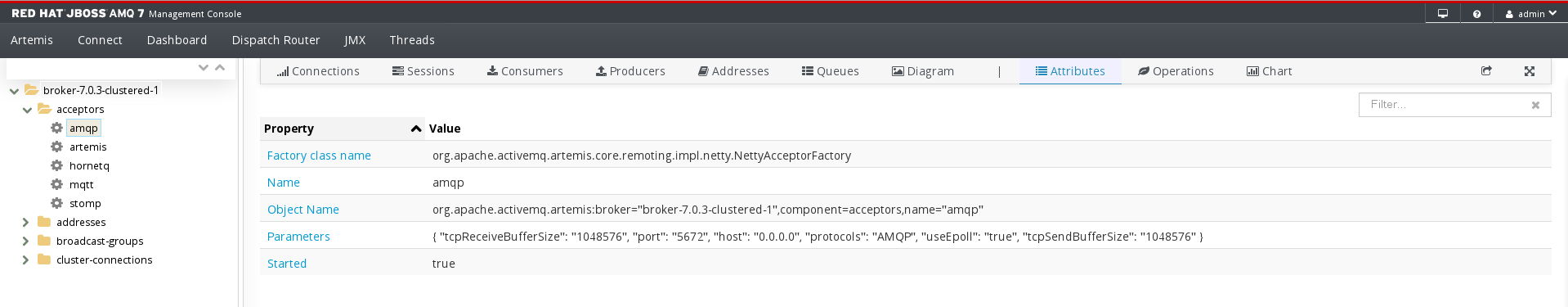 AMQ Console AMQP Acceptor Attributes