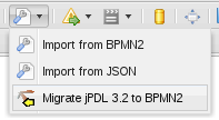 Image of selecting the Migrate jPDL 3.2 to BPMN2 button