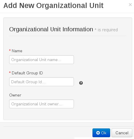 A screenshot of the Add New Organizational Unit dialog window.