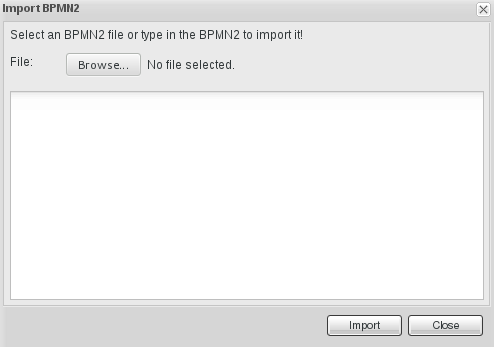Import window for Business Process Editor displaying imports from BPMN2.