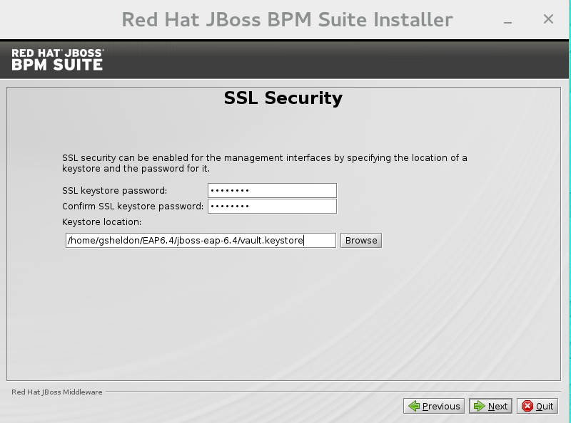 SSL security configuration.