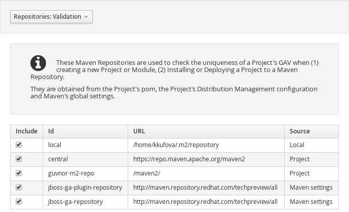 repositories validation