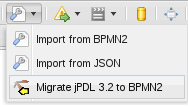 Image of selecting the Migrate jPDL 3.2 to BPMN2 button