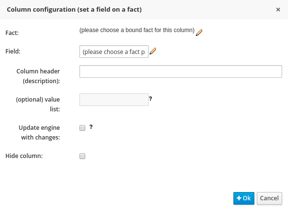 Field Value column for the Guided Decision Table Editor in BRMS User Guide 6.0.2