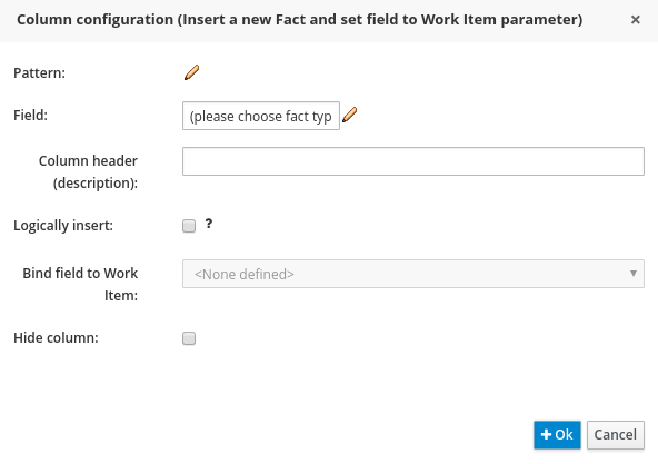 New Fact Field Value with Work Item Parameter column for Guided Decision Table Editor in BRMS User Guide 6.0.2