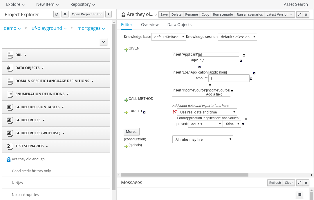 Test Scenario for the BRMS User Guide 6.0.2