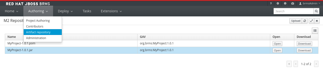 A screenshot of the BRMS Asset Editor - Guvnor M2 Repository Explorer