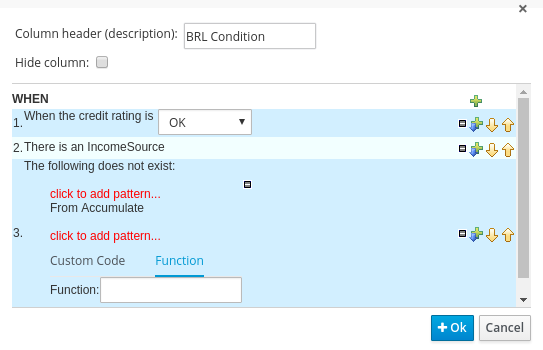 Condition BRL Fragment column for Guided Decision Table Editor in BRMS User Guide 6.0.2