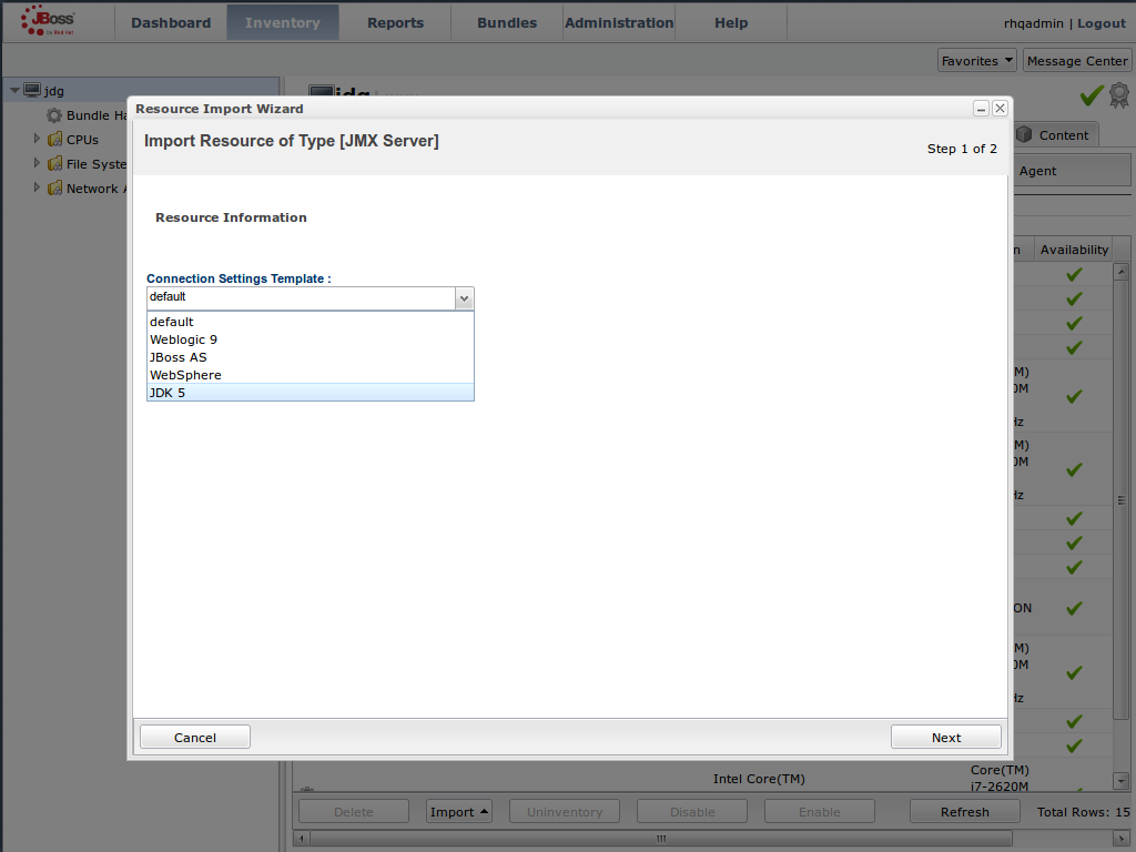 Select the JDK 5 Template.