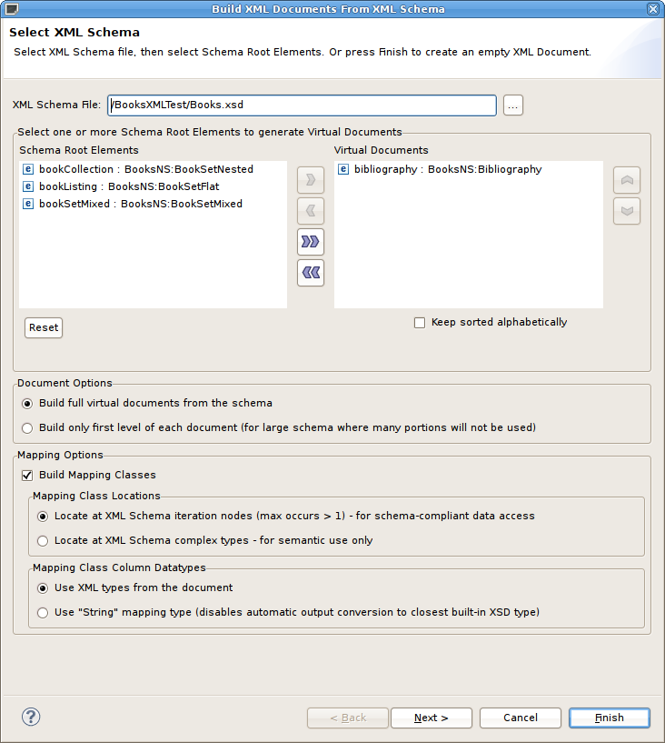 Build XML Documents From XML Schema Dialog