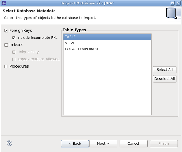 Select Database Metadata