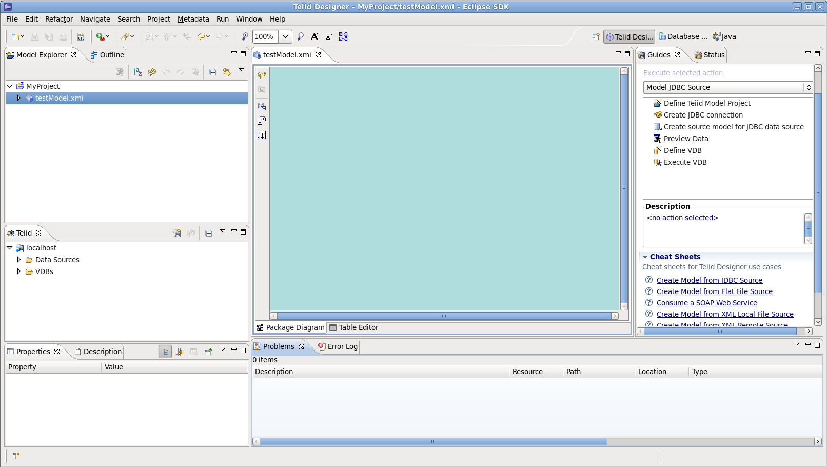 Teiid Designer Perspective Layout