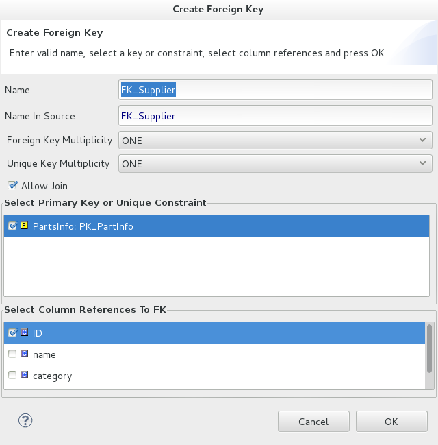 Create Foreign Key Dialog