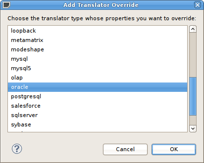 Add Translator Override ダイアログ