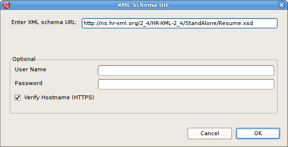 XSD スキーマ URL の追加