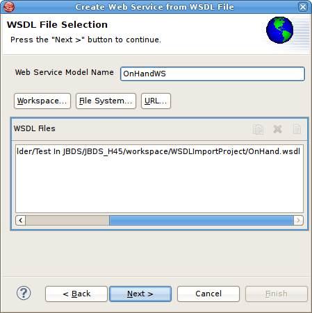 WSDL File Selection ダイアログ
