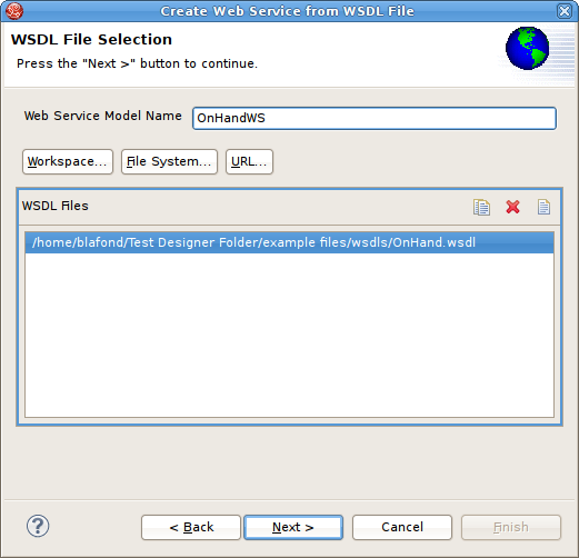 WSDL File Selection Dialog