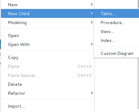 New Relational Table Wizard Action