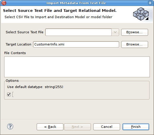 Select Source Text File and Target Relational Model