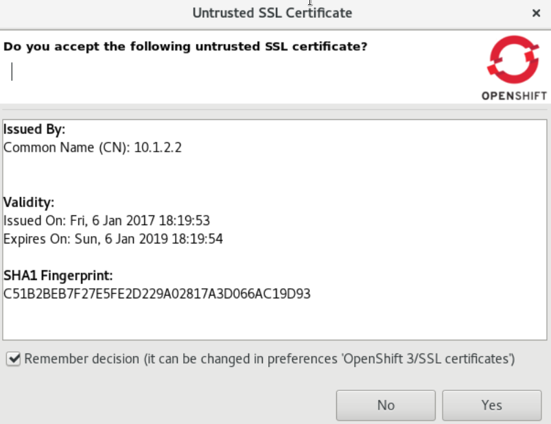 SSL Certificate Acceptance