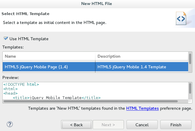 HTML5 jQuery Mobile Page (1.4) Selected