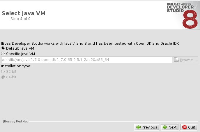 Default Java VM Selected for Running the IDE