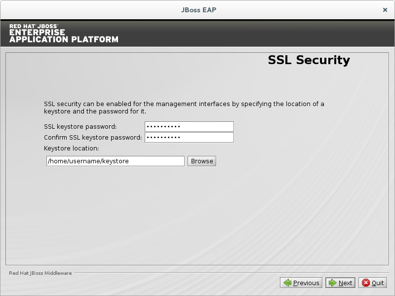 SSL セキュリティーを設定します。