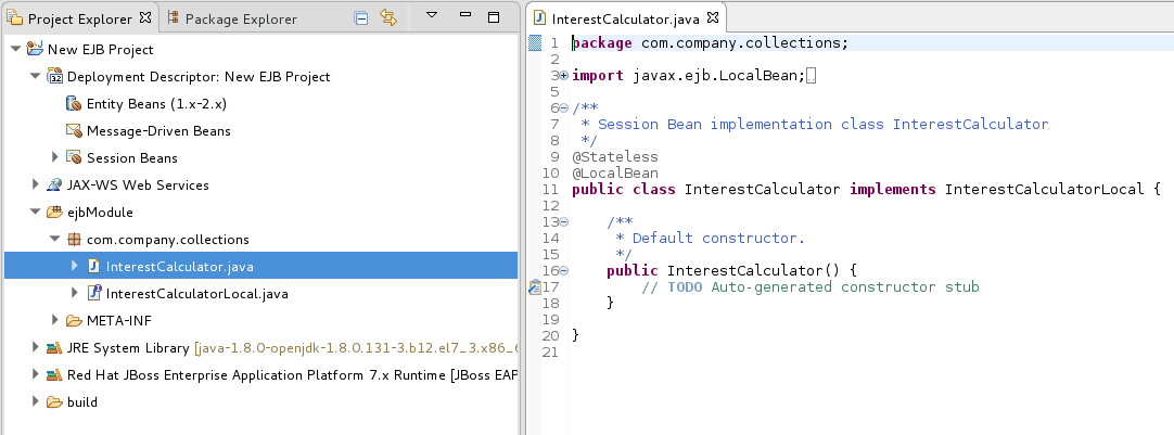 New Session Bean in Red Hat CodeReady Studio
