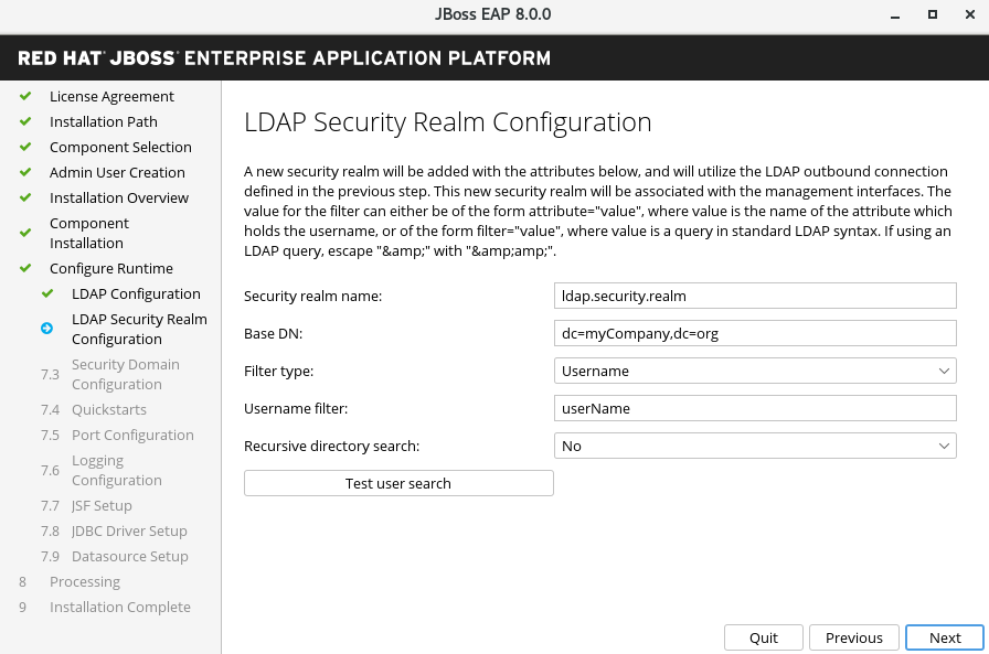 LDAP security realm configuration