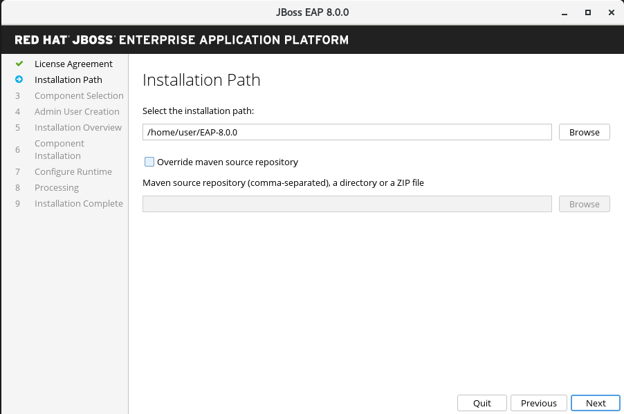 Select the JBoss EAP installation path