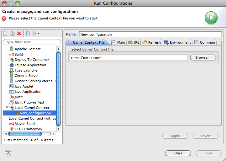 Local camel context runtime configuration editor