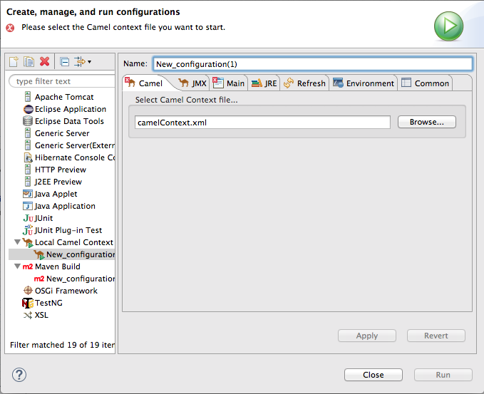 Local camel context runtime configuration editor