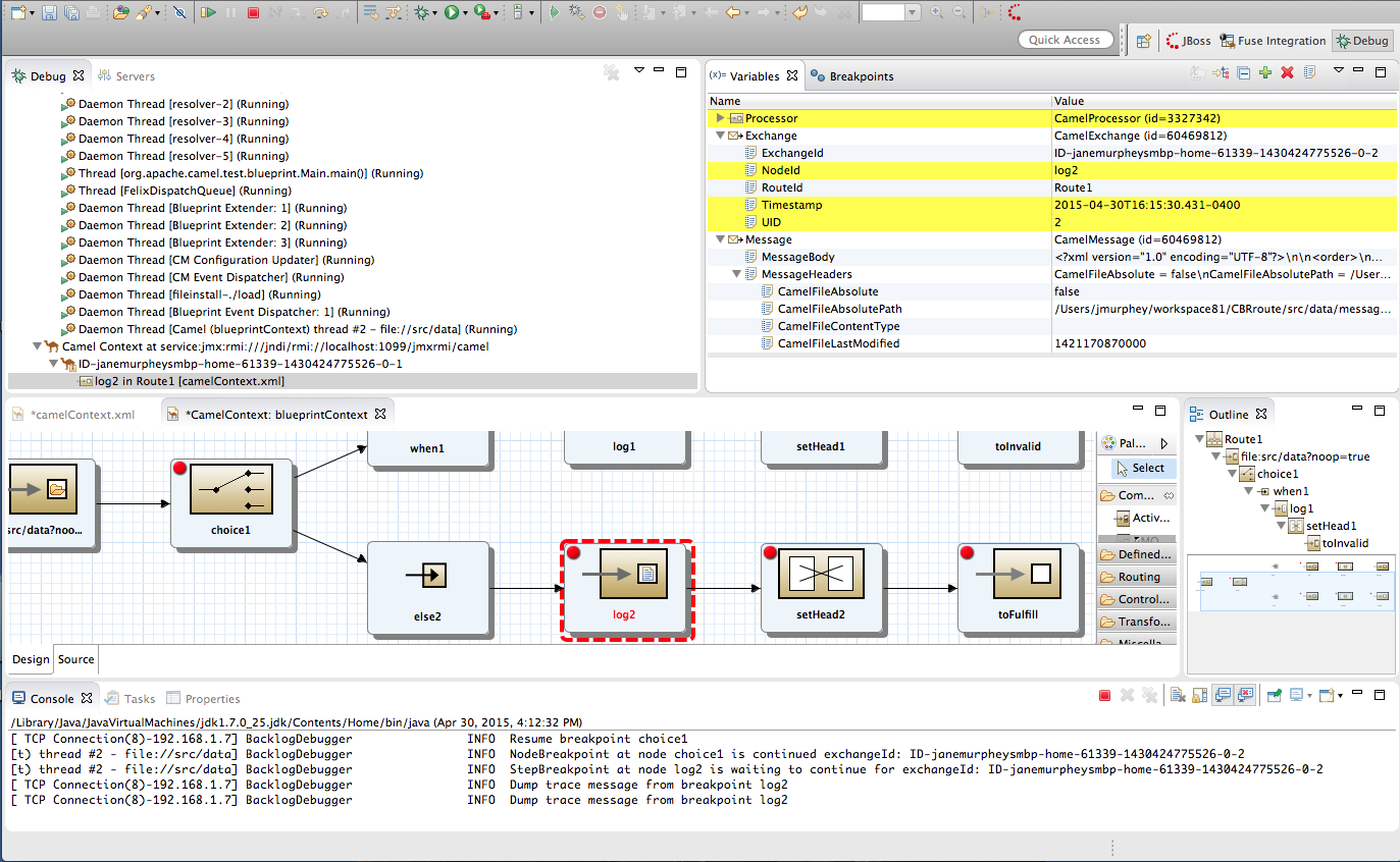 Camel Context debugger