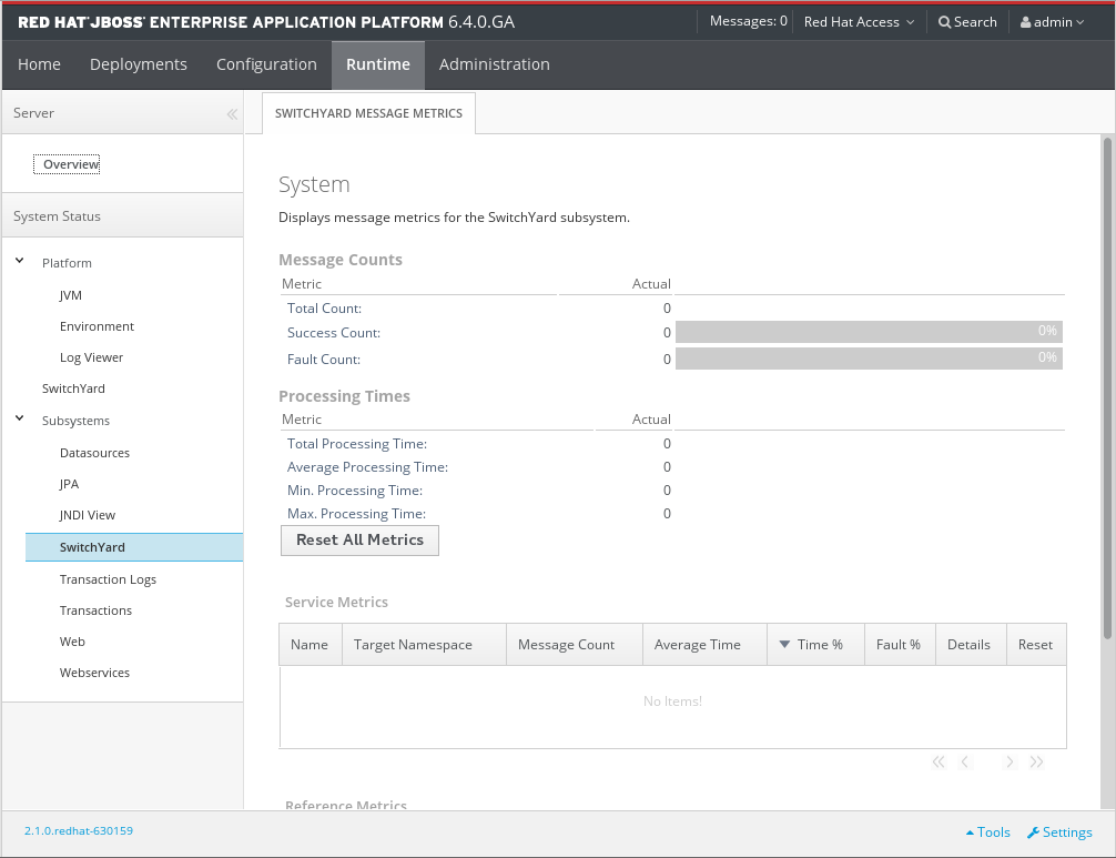 Screenshot of EAP 6.0 Runtime Operations SwitchYard page