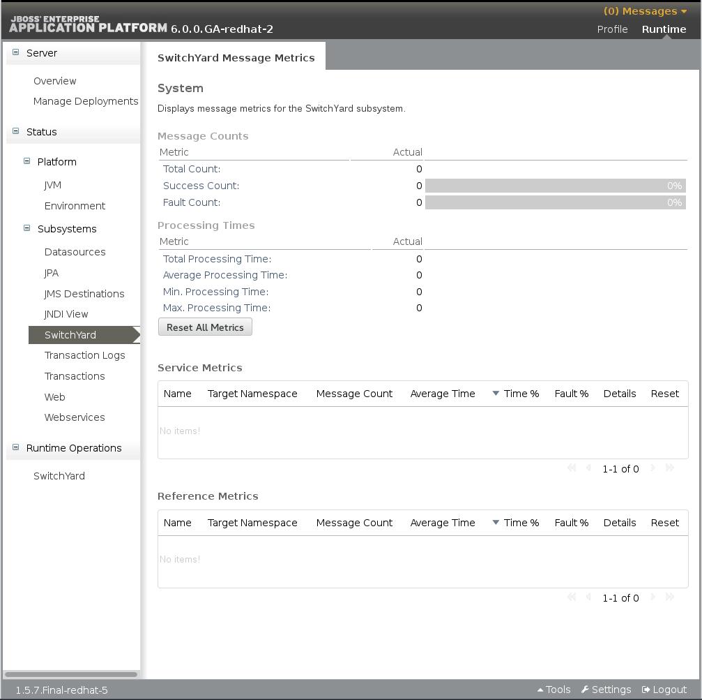 Screenshot of EAP 6.0 Runtime Operations SwitchYard page