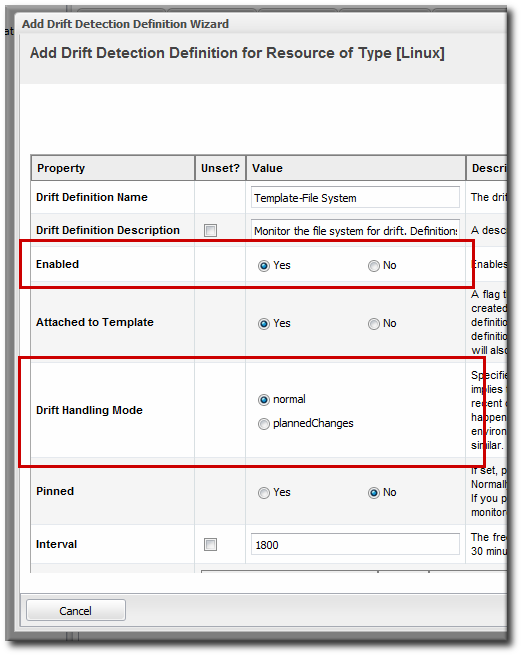 Drift Handling Mode and Enable Options