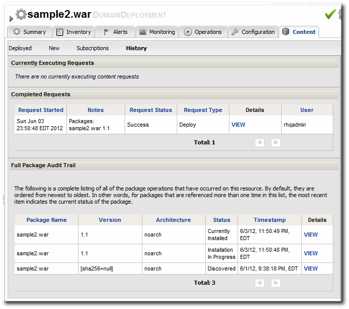 Deployment History for a Resource