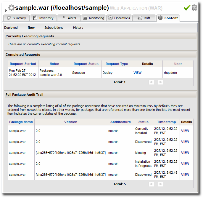 Deployment History for a Resource