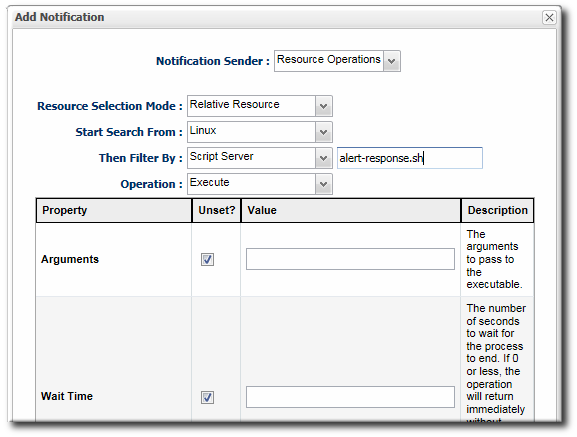 Resource Script Settings