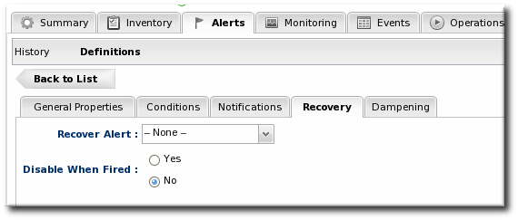 Disable and Recover Alerts