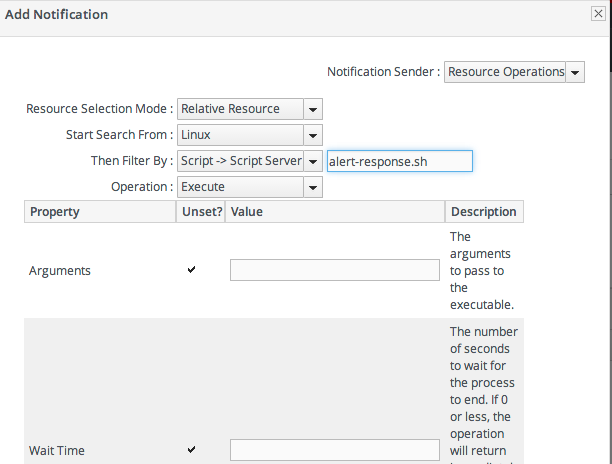 Resource Script Settings